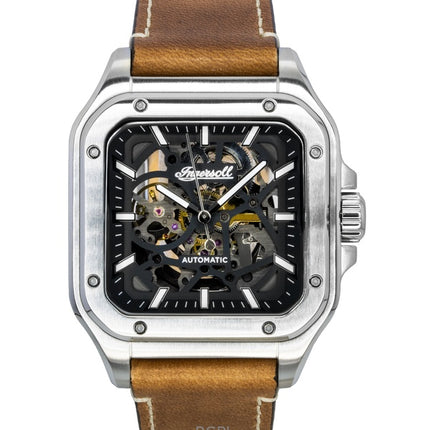 Ingersoll The Ollie Leather Strap Black Skeleton Dial Automatic I14503 Men's Watch