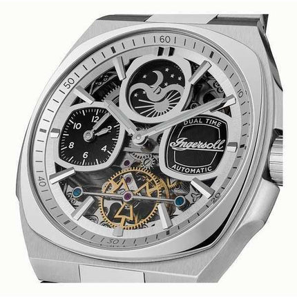 Ingersoll The Spirit Moon Phase Stainless Steel Silver Skeleton Dial Automatic I15802 Men's Watch