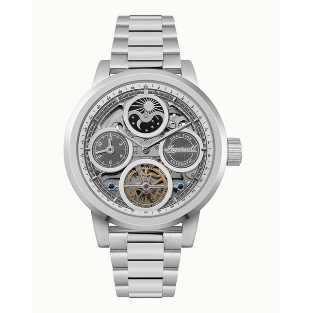 Ingersoll The Arc Moon Phase Stainless Steel Silver Skeleton Dial Automatic I16002 Men's Watch