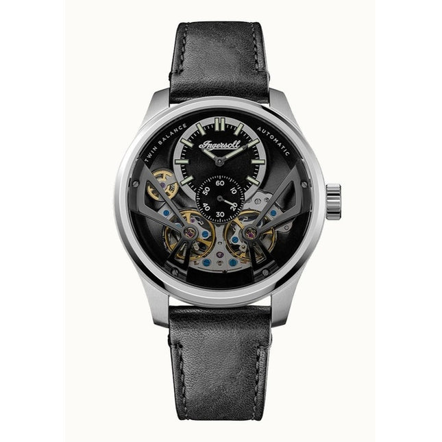 Ingersoll The Naismith Leather Strap Black Skeleton Dial Automatic I16101 Men's Watch