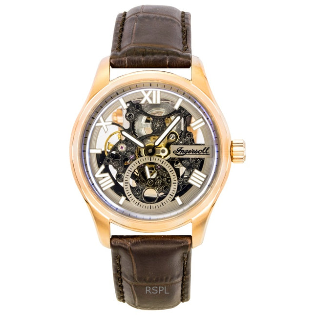 Ingersoll The Maverick Leather Strap Grey Skeleton Dial Automatic I17402 Men's Watch