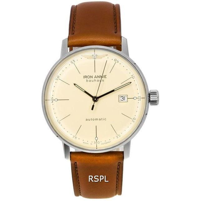 Iron Annie Bauhaus Leather Strap Beige Dial Automatic 50505 Mens Watch