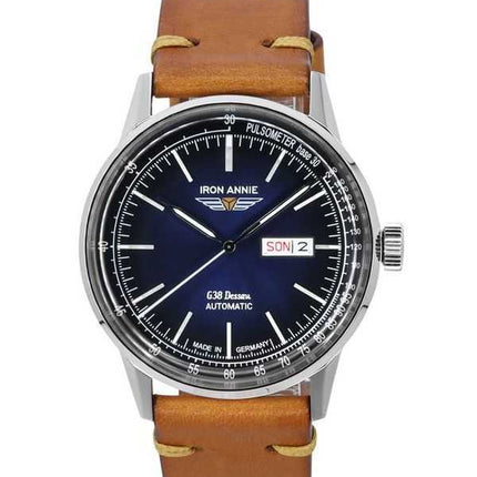 Iron Annie G38 Dessau Leather Strap Blue Dial Automatic 53663 100M Men's Watch