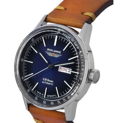 Iron Annie G38 Dessau Leather Strap Blue Dial Automatic 53663 100M Men's Watch
