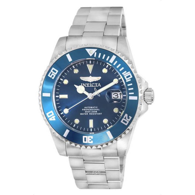 Invicta Pro Diver Stainless Steel Blue Dial Automatic Divers 36972 200M Mens Watch