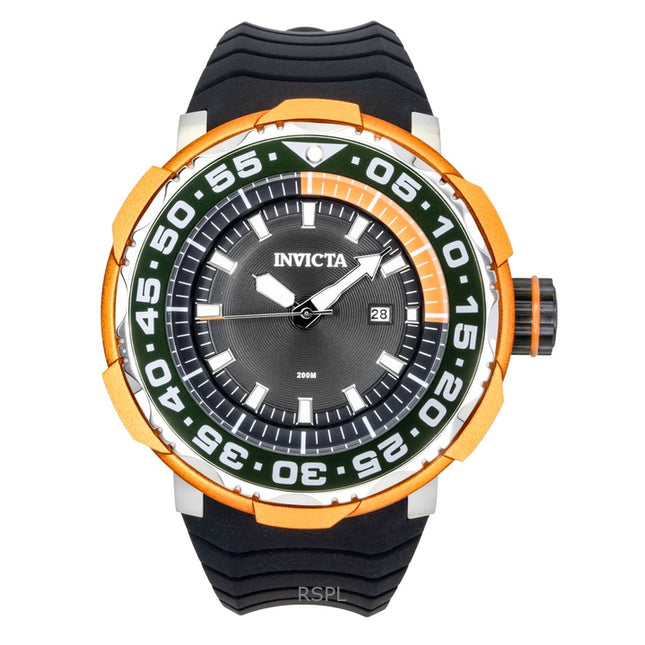 Invicta Pro Diver Ocean Voyage Silicone Strap Black Dial Quartz 48340 200M Men's Watch