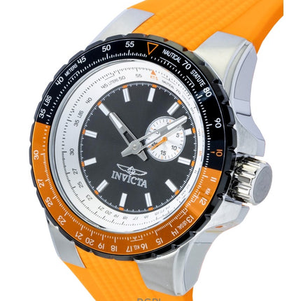 Invicta Aviator Orange Silicone Strap Gunmetal Dial Quartz 49721 100M Men's Watch