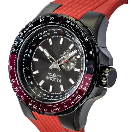 Invicta Aviator Red Silicone Strap Gunmetal Dial Quartz 49724 100M Men's Watch