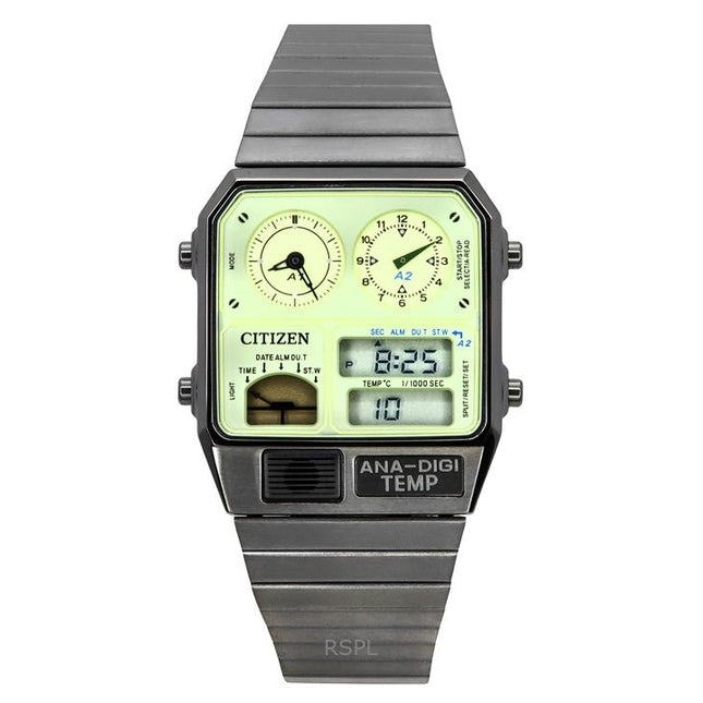 Citizen Analog Digital Dual Time Stainless Steel Green Dial Quartz JG2147-85X Men's Watch
