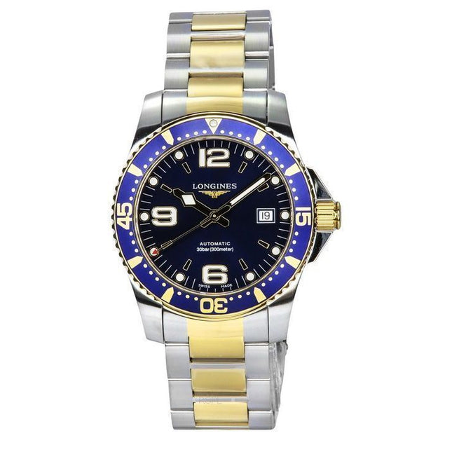 Longines HydroConquest Two Tone Stainless Steel Blue Dial Automatic Divers L3.742.3.96.7 300M Mens Watch