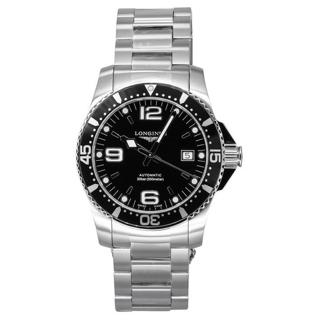 Longines HydroConquest Stainless Steel Black Dial Automatic Divers L3.742.4.56.6 300M Mens Watch