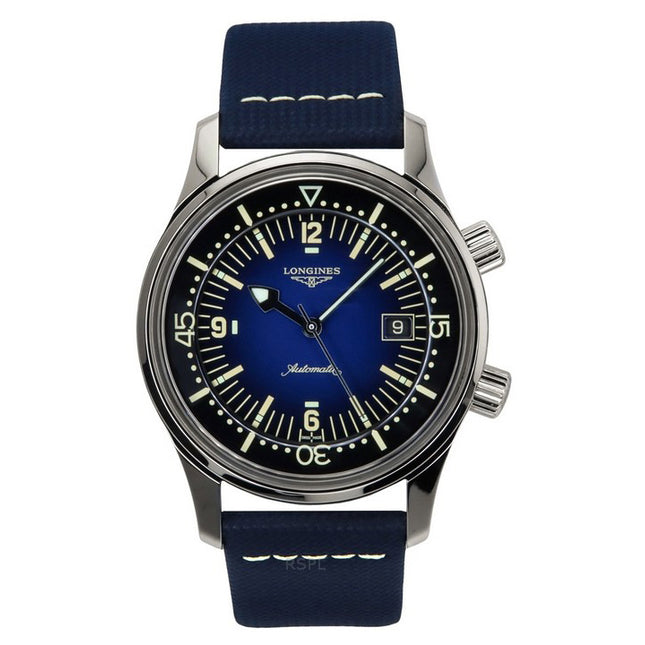 Longines Legend Diver Leather Strap Blue Dial Automatic L3.774.4.90.2 300M Men's Watch