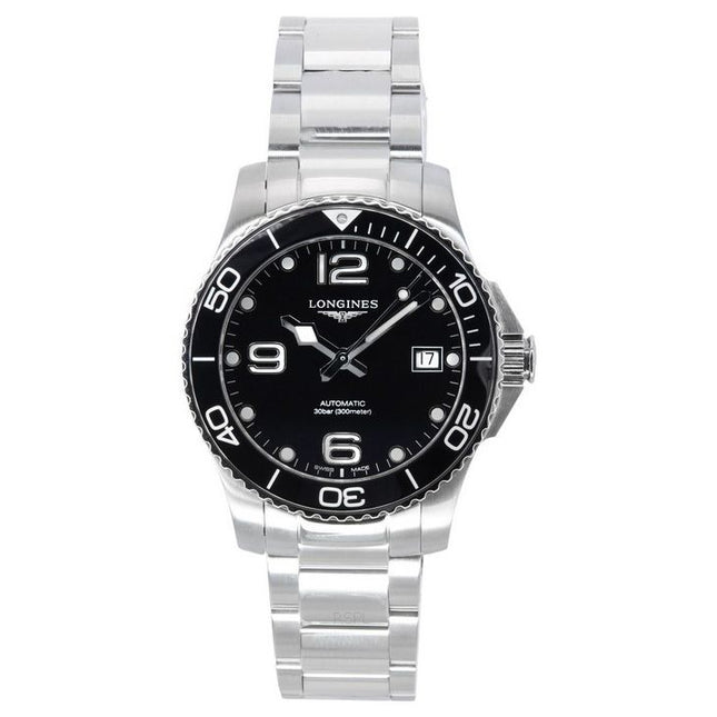 Longines HydroConquest Stainless Steel Black Dial Automatic Diver's L3.780.4.56.6 300M Men's Watch