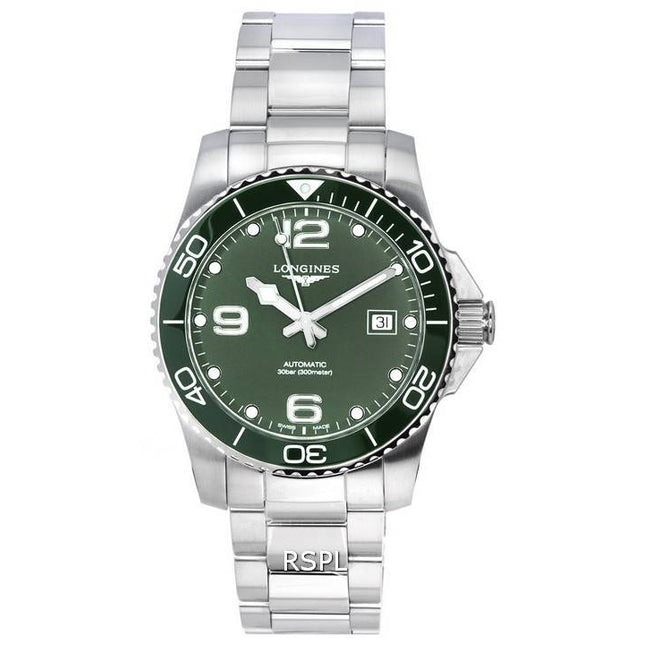 Longines HydroConquest Matt Green With Super-LumiNova Dial Automatic Diver's L3.781.4.06.6 300M Men's Watch