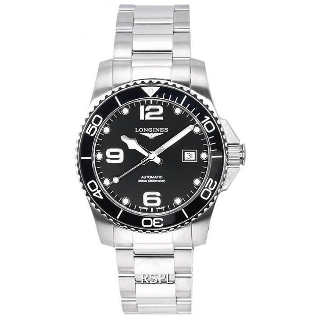 Longines HydroConquest Sunray Black With Super-LumiNov Dial Automatic Diver's L3.781.4.56.6 300M Men's Watch