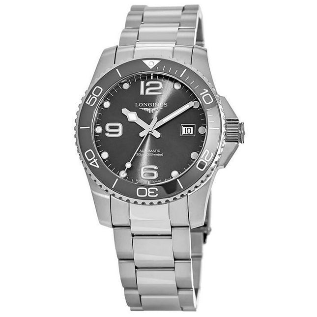 Longines HydroConquest Stainless Steel Grey Dial Automatic Diver's L3.781.4.76.6 300M Men's Watch