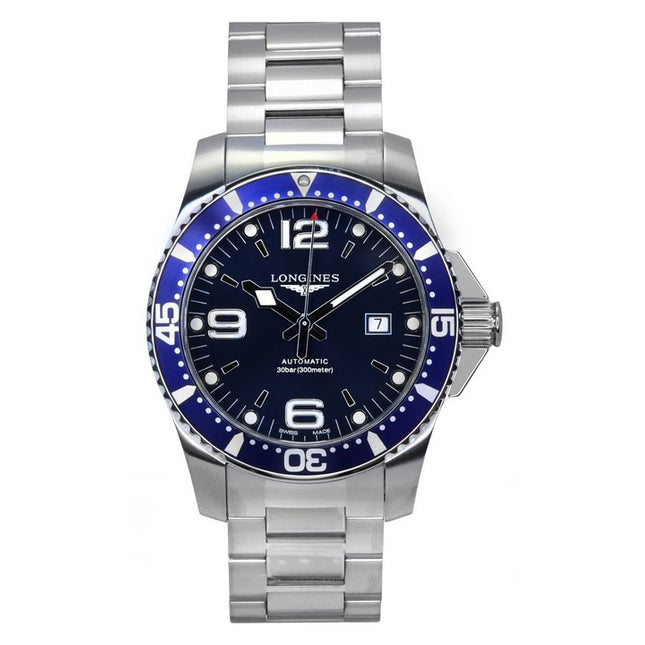 Longines Hydroconquest Stainless Steel Sunray Blue Dial Automatic Diver's L3.781.4.96.6 300M Men's Watch