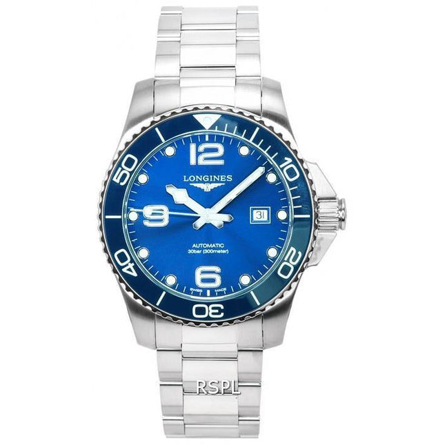 Longines HydroConquest Sunray Blue With Super-LumiNova Dial Automatic Diver's L3.782.4.96.6 300M Men's Watch
