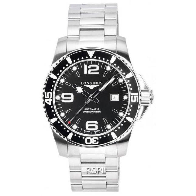 Longines HydroConquest Sunray Black With Super-LumiNova Dial Automatic Diver's L3.841.4.56.6 300M Men's Watch