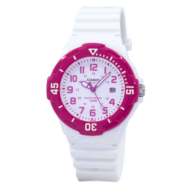 Casio Analog Hot Pink White Dial LRW-200H-4BVDF LRW-200H-4BV Womens Watch