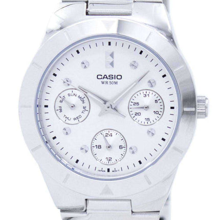 Casio Enticer Analog Quartz Silver Dial LTP-2083D-7AVDF LTP-2083D-7AV Womens Watch