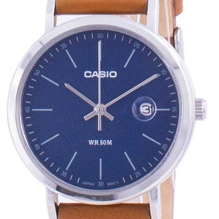 Casio Analog Blue Dial Leather Strap LTP-E175L-2E LTPE175L-2 Womens Watch