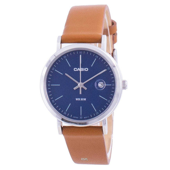 Casio Analog Blue Dial Leather Strap LTP-E175L-2E LTPE175L-2 Womens Watch