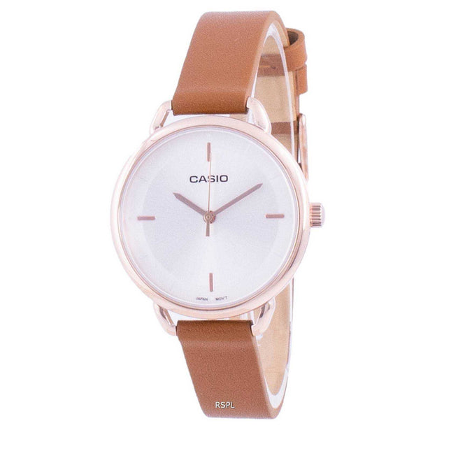 Casio Silver Dial Leather Strap Quartz LTP-E413PL-7A LTPE413PL-7A Women's Watch