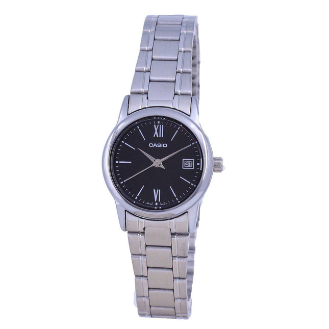 Casio Black Dial Stainless Steel Analog Quartz LTP-V002D-1B3 LTPV002D-1 Women's Watch