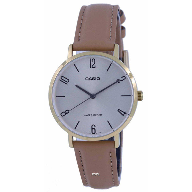 Casio Standard Leather Strap Analog Quartz LTP-VT01GL-9B2 LTPVT01GL-9 Womens Watch