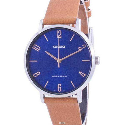 Casio Blue Dial Leather Strap Quartz LTP-VT01L-2B2 LTPVT01L-2B2 Women's Watch