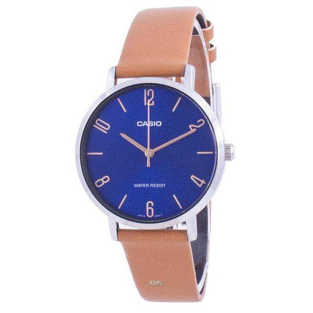 Casio Blue Dial Leather Strap Quartz LTP-VT01L-2B2 LTPVT01L-2B2 Women's Watch