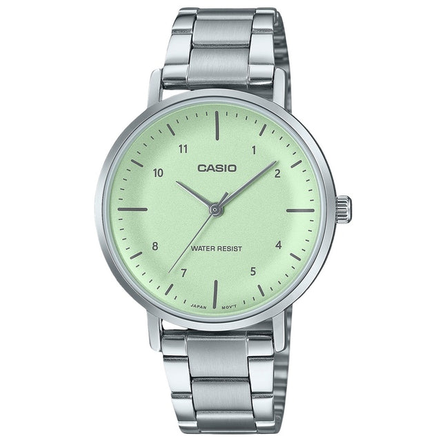 Casio Standard Analog Stainless Steel Mint Green Dial Quartz LTP-VT03D-3B Women's Watch