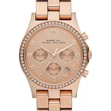 Marc By Marc Jacobs Henry Chronograph Crystals Rose Gold Dial MBM3118 Womens Watch