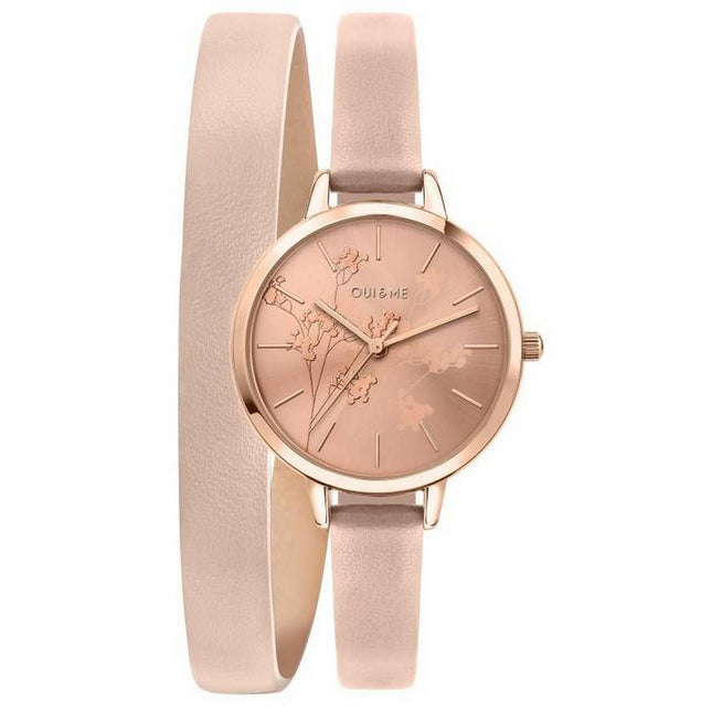 Oui & Me Petite Amourette Rose Gold Sunray Dial Leather Strap Quartz ME010049 Women's Watch