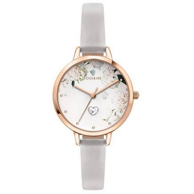Oui & Me Petite Fleurette White Matt Dial Leather Strap Quartz ME010139 Women's Watch