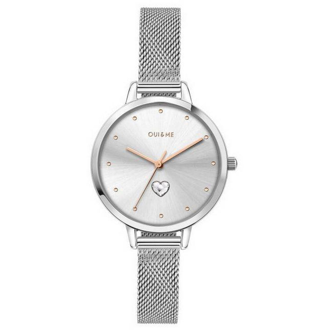 Oui & Me Petite Amourette Silver Sunray Dial Leather Strap Quartz ME010140 Women's Watch