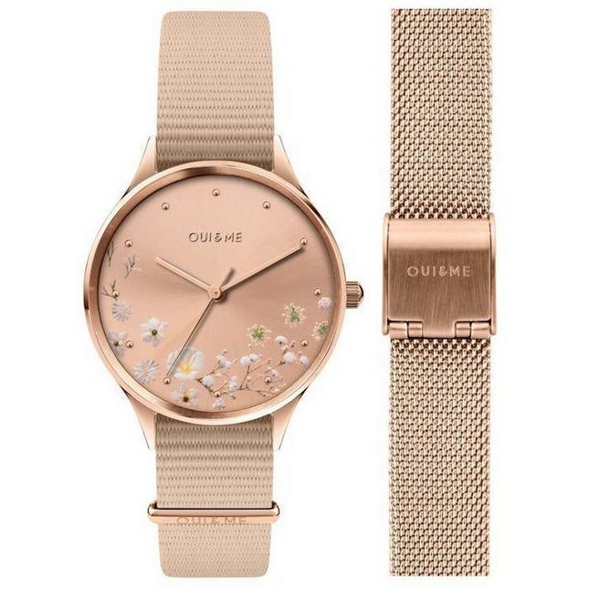 Oui & Me Petite Bichette Rose Gold Sunray Dial Nylon Strap Quartz ME010174 Women's Watch