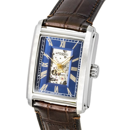 Fossil Carraway Croco Leather Strap Open Heart Blue Dial Automatic ME3273 Men's Watch