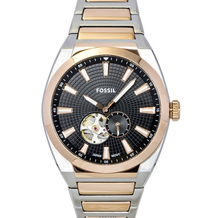 Fossil Everett Two-Tone Stainless Steel Open Heart Black Dial Automatic ME3277 Men's Watch