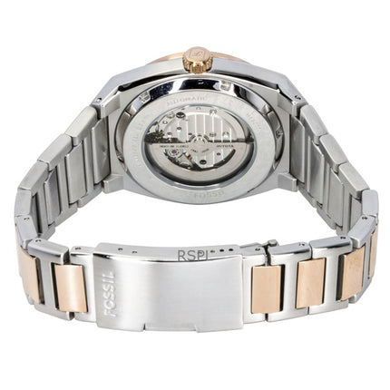 Fossil Everett Two-Tone Stainless Steel Open Heart Black Dial Automatic ME3277 Men's Watch