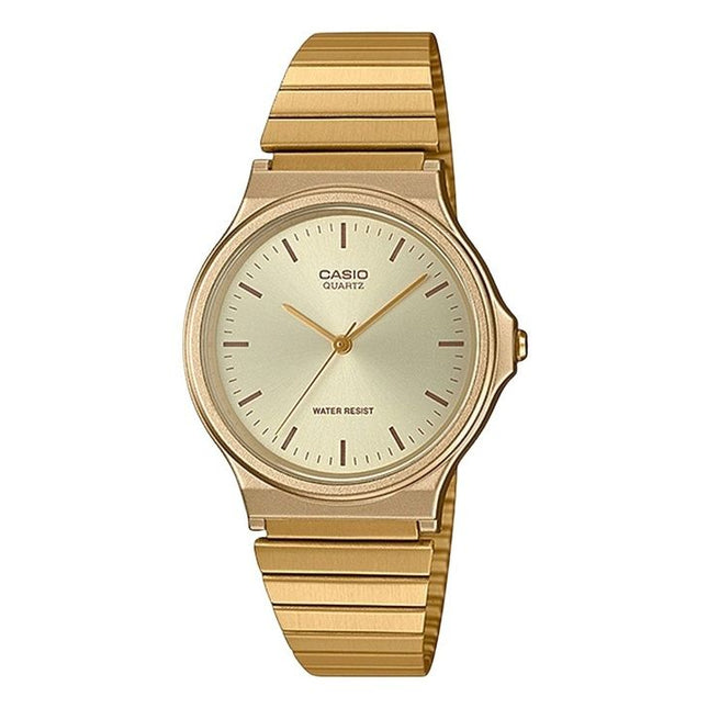Casio Analog Gold Tone Stainless Steel Champagne Dial Quartz MQ-24G-9E Men's Watch