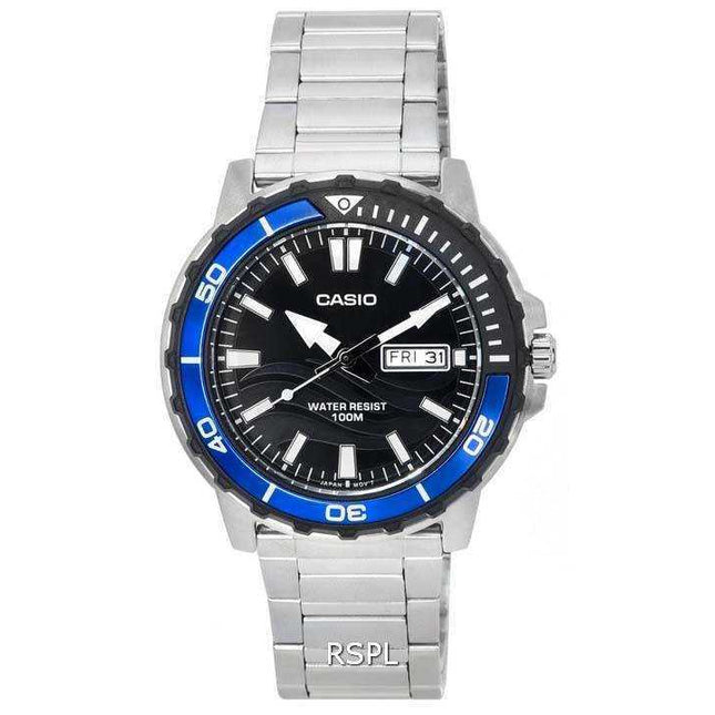 Casio Enticer Standard Analog Black Dial Quartz MTD-125D-1A2 MTD125D-1A2 100M Mens Watch