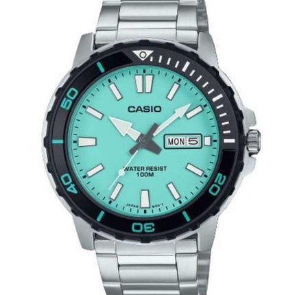 Casio Standard Analog Stainless Steel Turquoise Dial Quartz MTD-125D-2A2V 100M Men's Watch