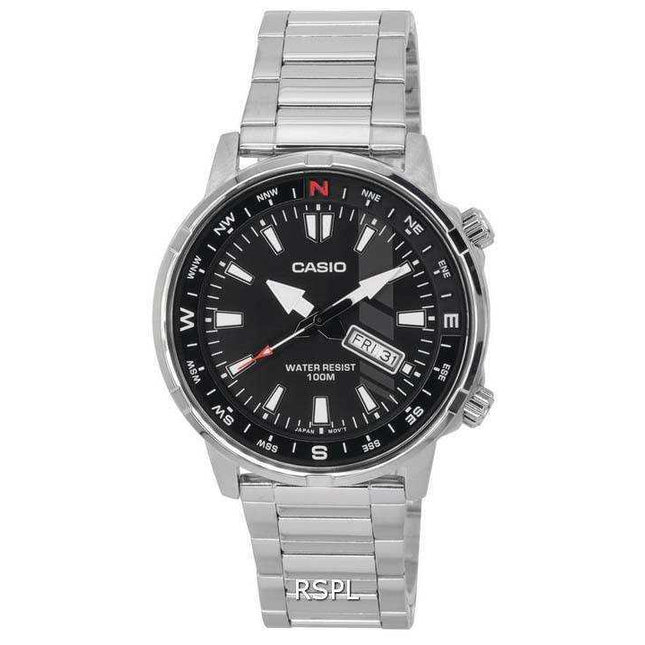 Casio Enticer Standard Analog Stainless Steel Quartz MTD-130D-1A MTD130D-1 100M Mens Watch