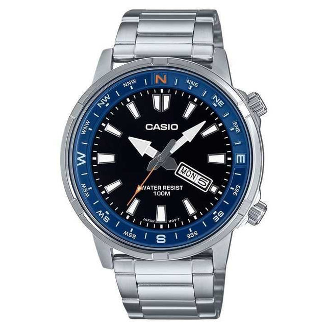 Casio Standard Analog Stainless Steel Black Dial Quartz MTD-130D-1A2V 100M Men's Watch