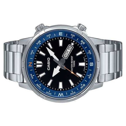 Casio Standard Analog Stainless Steel Black Dial Quartz MTD-130D-1A2V 100M Men's Watch