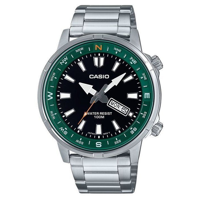 Casio Standard Analog Stainless Steel Black Dial Quartz MTD-130D-1A3V 100M Men's Watch