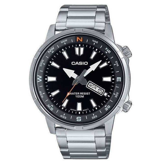 Casio Standard Analog Stainless Steel Black Dial Quartz MTD-130D-1A4V 100M Men's Watch