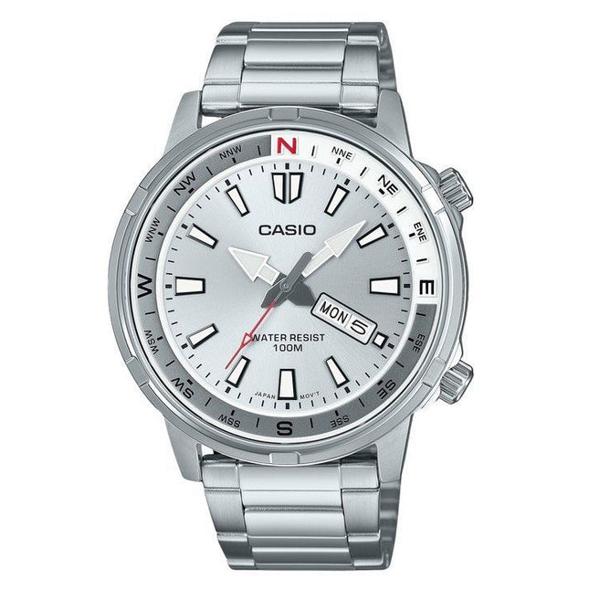 Casio Standard Analog Stainless Steel Silver Dial Quartz MTD-130D-7AV 100M Men's Watch